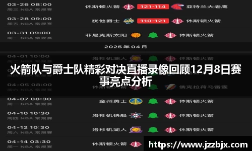 火箭队与爵士队精彩对决直播录像回顾12月8日赛事亮点分析